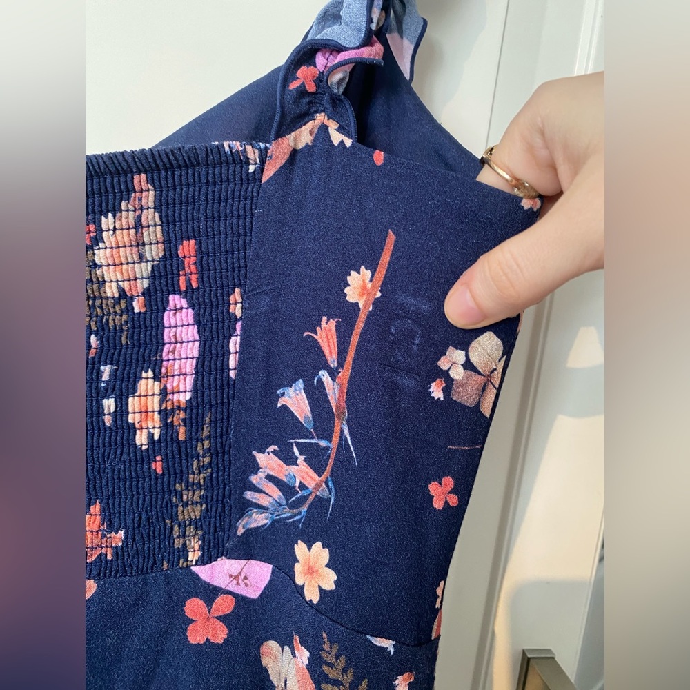 Aritzia Sunday Best Floral Mini Dress Navy Blue Sz 6 - Picture 7 of 7